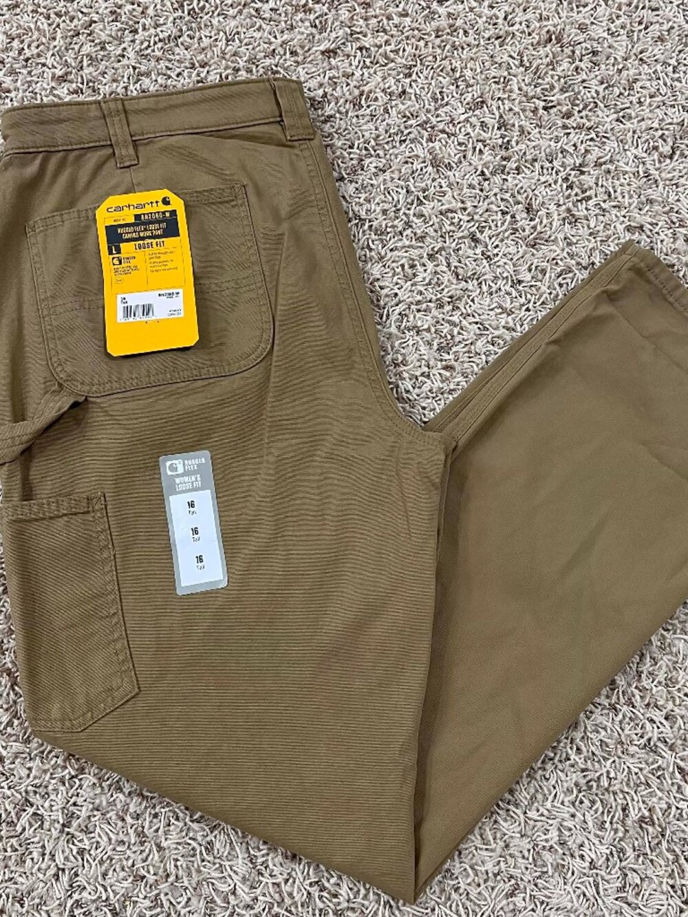 Carhartt Women's Rugged Flex® Loose Fit Canvas Work Pants Brown, Size 16 -Tall